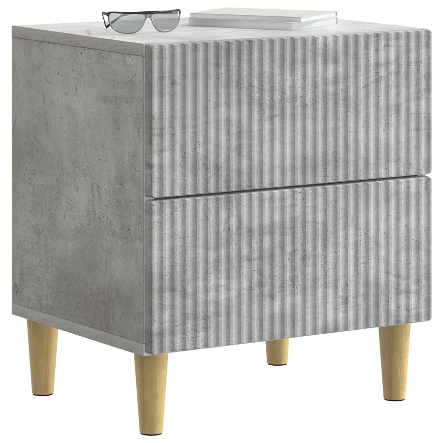 Cabinet de chevet avec tiroir Gris béton 43 x 34,5 x 48 cm - 3