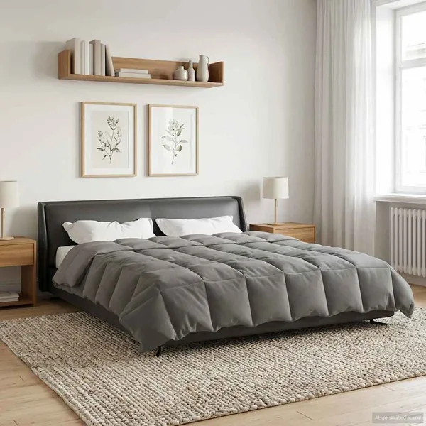 Duvet complet toute l'année Gris clair 220 x 260 cm Microfibre