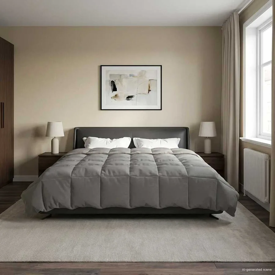 Duvet complet toute l'année Gris clair 220 x 260 cm Microfibre - 4
