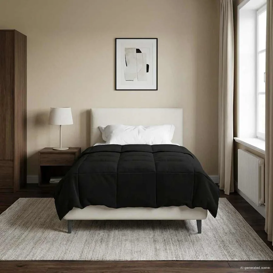 Duvet d'été simple Matelassé Noir 135 x 220 cm Microfibre