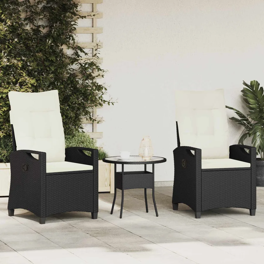 Chaise de jardin 2 pcs Noir et Crème 56 x 60 x 112 cm