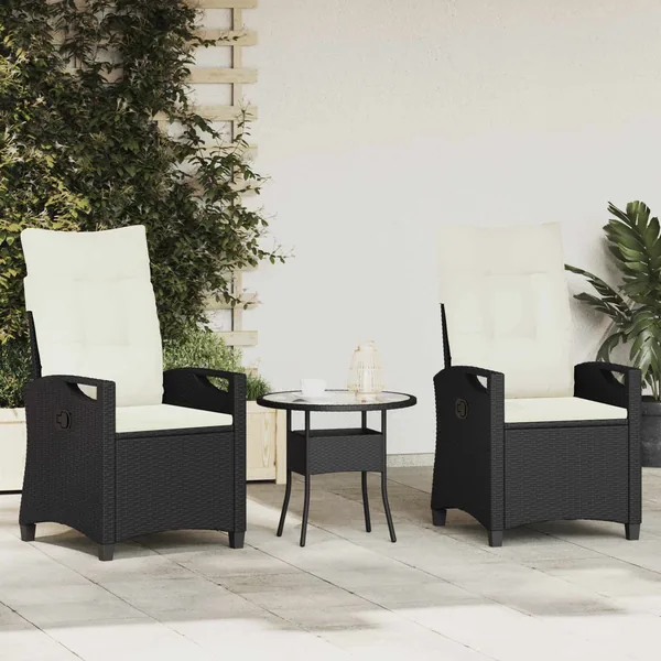 Chaise de jardin 2 pcs Noir et Crème 56 x 60 x 112 cm