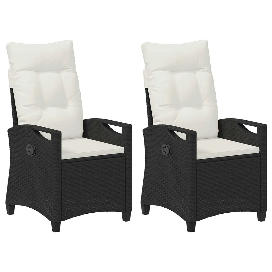 Chaise de jardin 2 pcs Noir et Crème 56 x 60 x 112 cm - 2