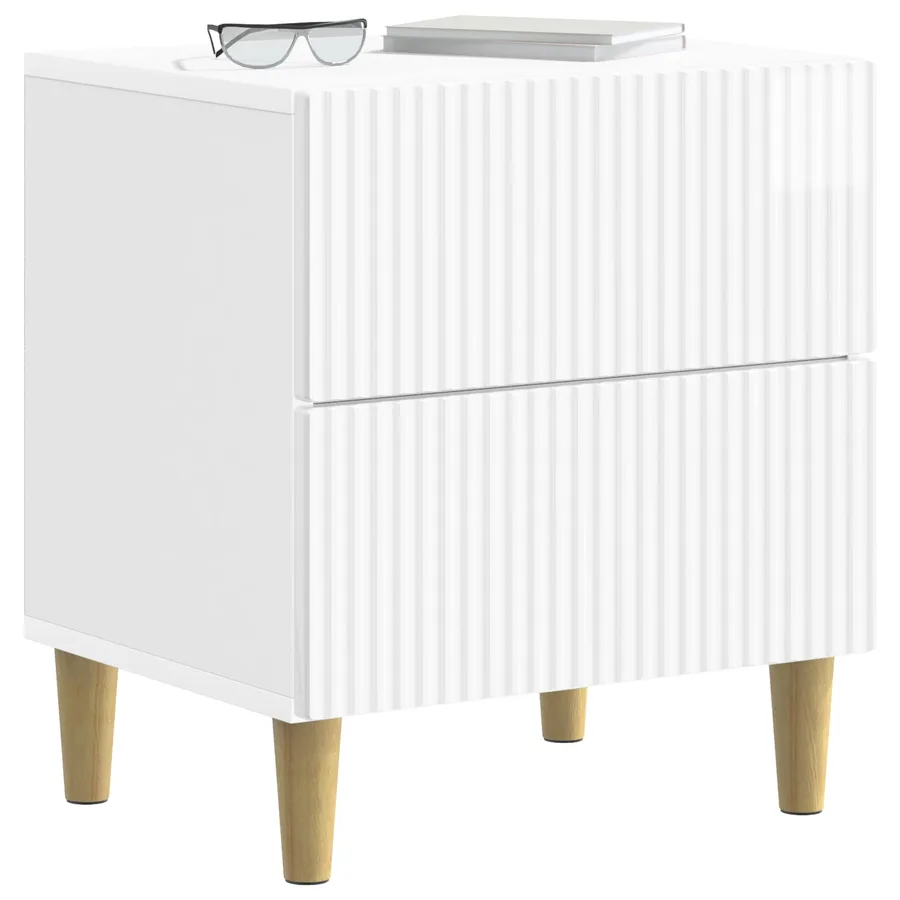 Cabinet de chevet avec tiroir Blanc brillant 43 x 34,5 x 48 cm - 3