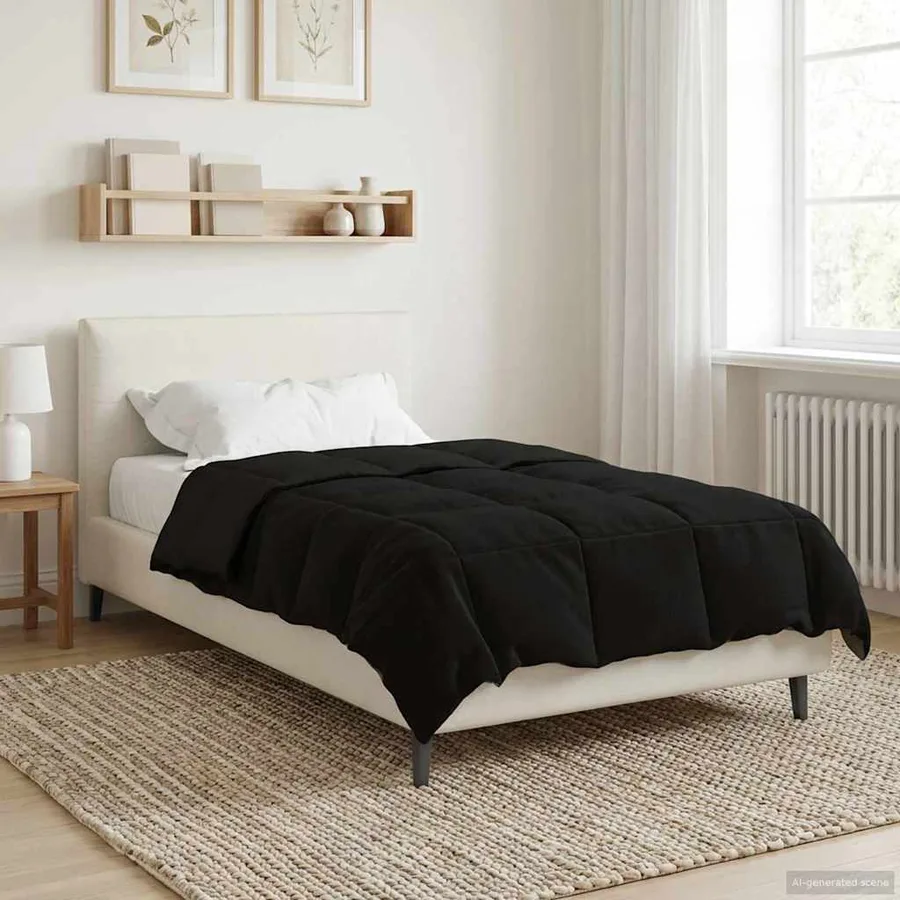Duvet d'été simple Matelassé Noir 155 x 220 cm Microfibre - 4
