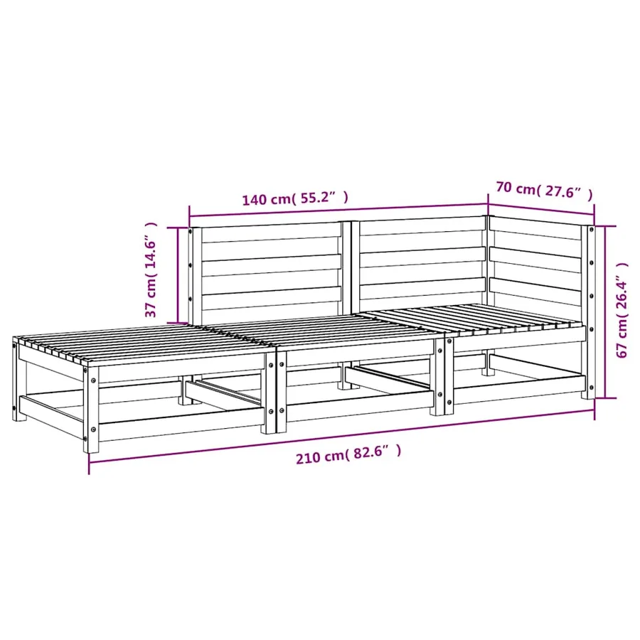 Canapé de jardin avec repose-pieds 2 places bois massif douglas - 12