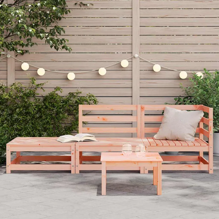 Canapé de jardin avec repose-pieds 2 places bois massif douglas - 3