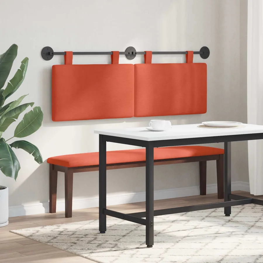 Tête de lit suspendue Rouge orange Tissu en velours côtelé - 4