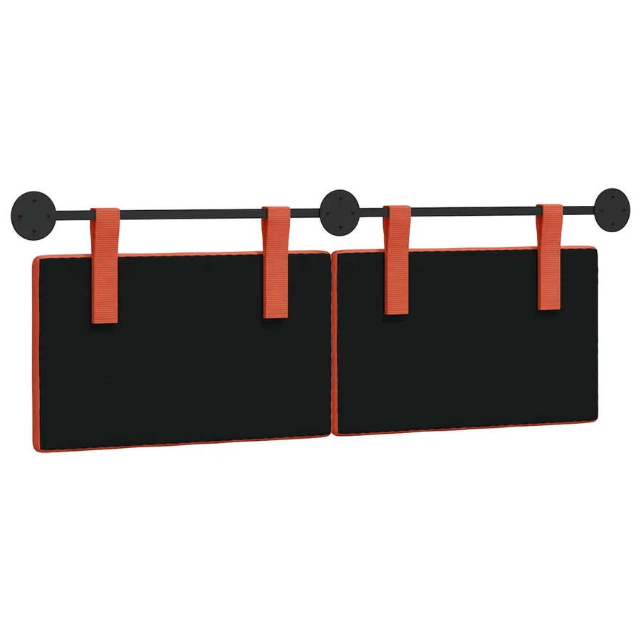 Tête de lit suspendue Rouge orange Tissu en velours côtelé - 7