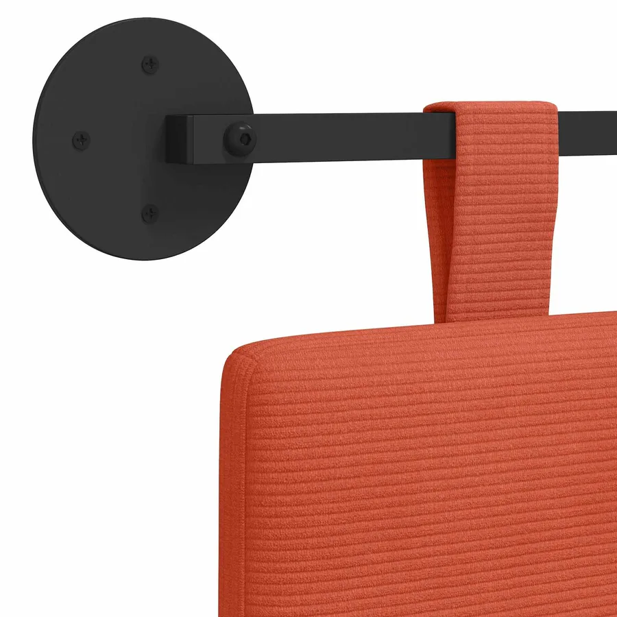 Tête de lit suspendue Rouge orange Tissu en velours côtelé - 9