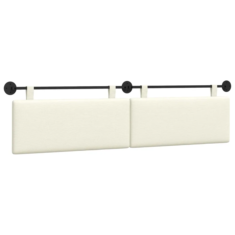 Tête de lit suspendue Crème Tissu en velours côtelé - 2