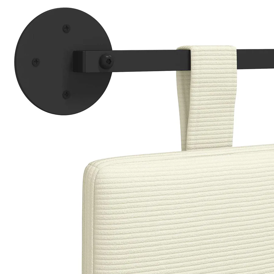 Tête de lit suspendue Crème Tissu en velours côtelé - 9