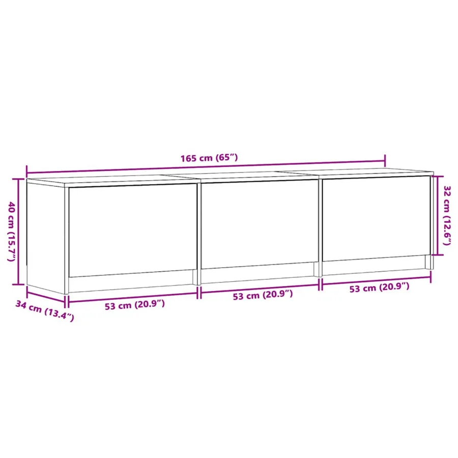 Meuble TV avec LED Sonoma 165 x 34 x 40 cm Bois d'ingénierie - 12