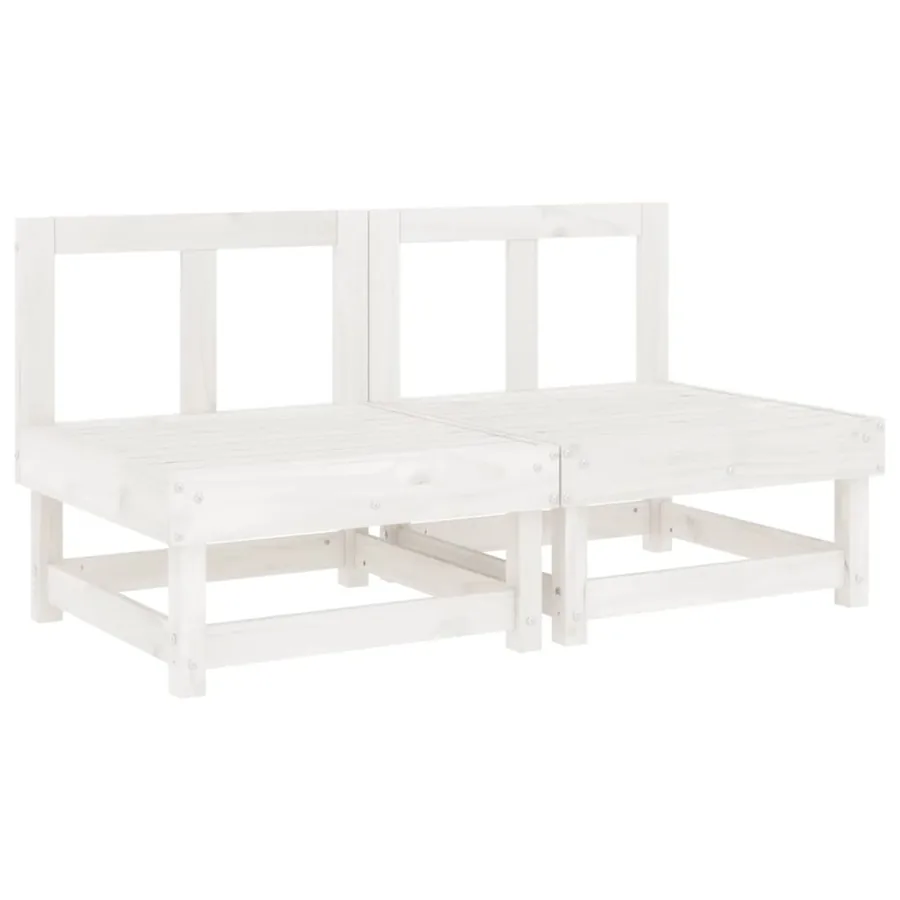 Canapés centraux de jardin 2 pcs blanc bois de pin massif - 2