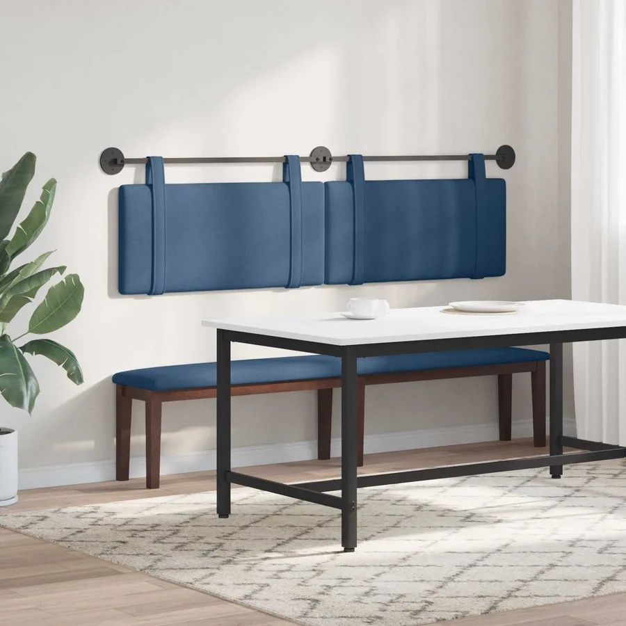 Tête de lit suspendue Bleu Tissu - 4