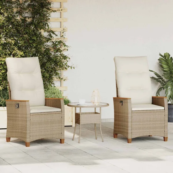 Chaise de jardin inclinable Beige et crème 64 x 57,5 x 112 cm