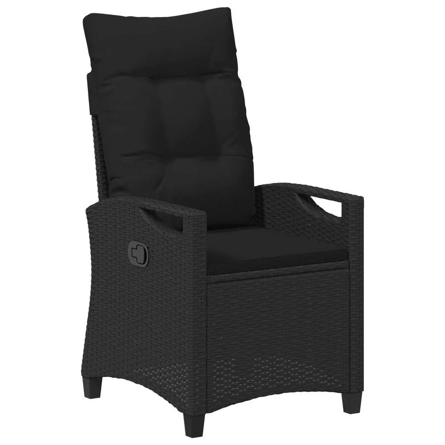 Chaise de jardin inclinable Noir 56 x 60 x 112 cm polyrotin - 2