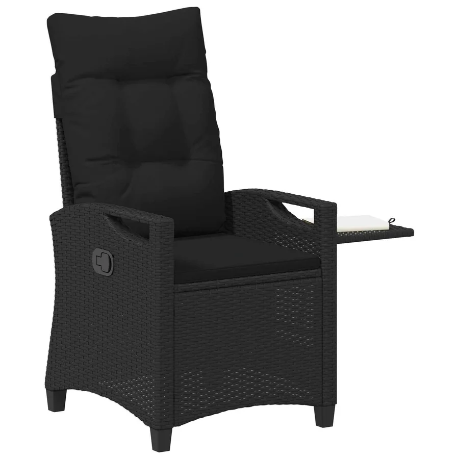 Chaise de jardin inclinable Noir 56 x 60 x 112 cm polyrotin - 3