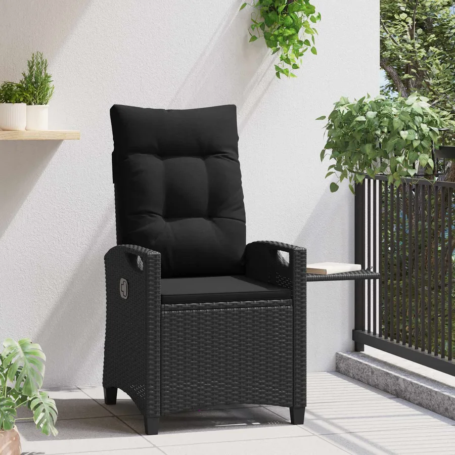 Chaise de jardin inclinable Noir 56 x 60 x 112 cm polyrotin - 4