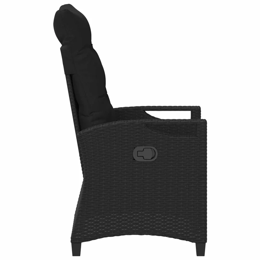 Chaise de jardin inclinable Noir 56 x 60 x 112 cm polyrotin - 6