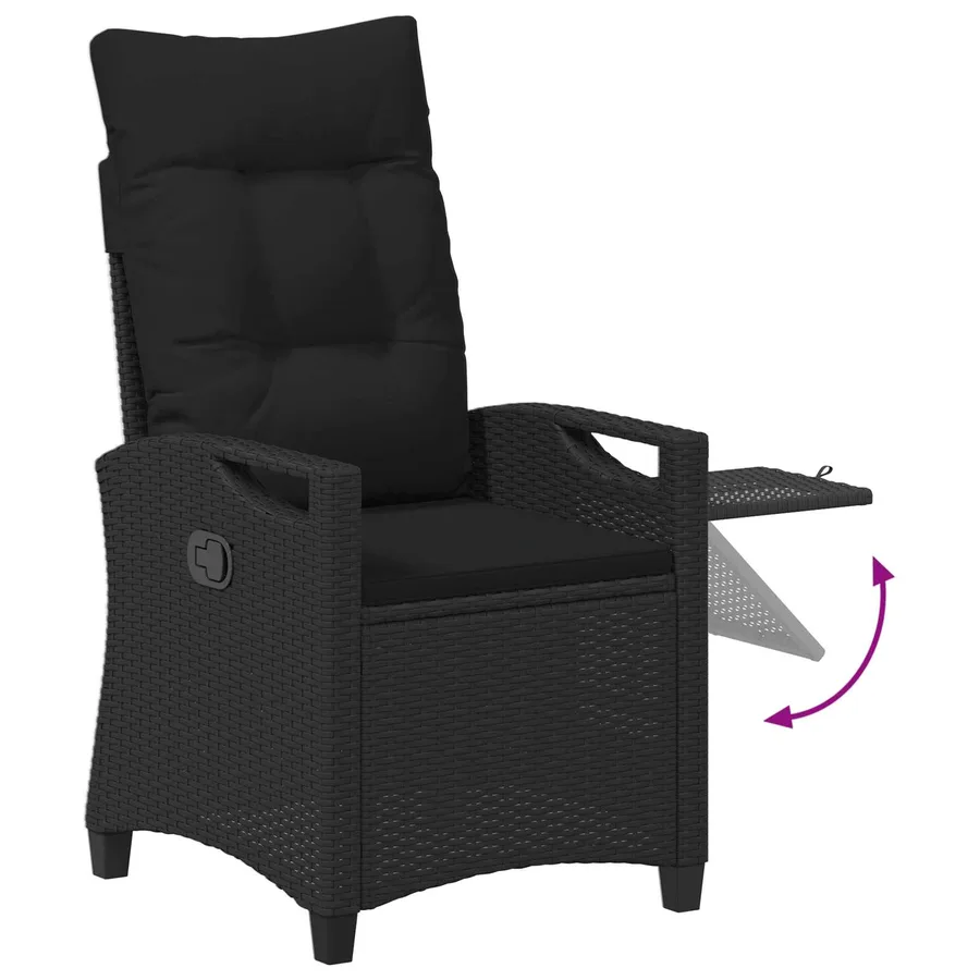 Chaise de jardin inclinable Noir 56 x 60 x 112 cm polyrotin - 8