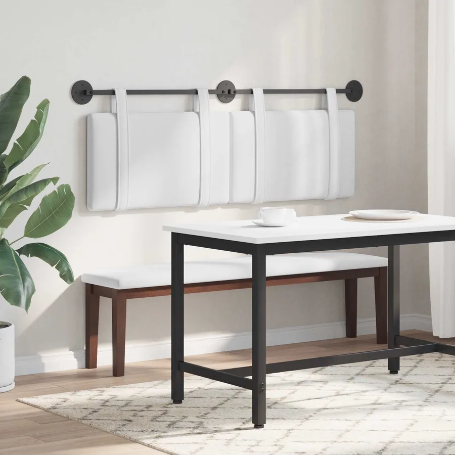 Tête de lit suspendue Blanc Tissu - 4