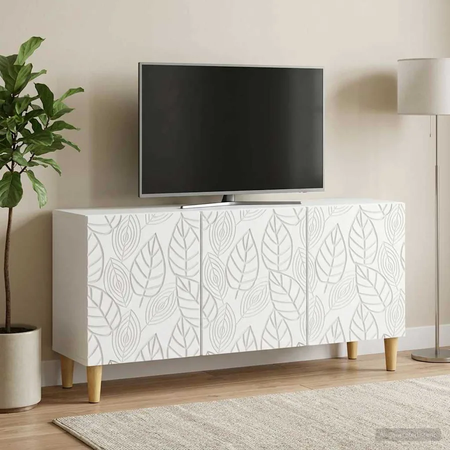 Meuble TV 99 x 34,5 x 50 cm Blanc Bois d'ingénierie - 3