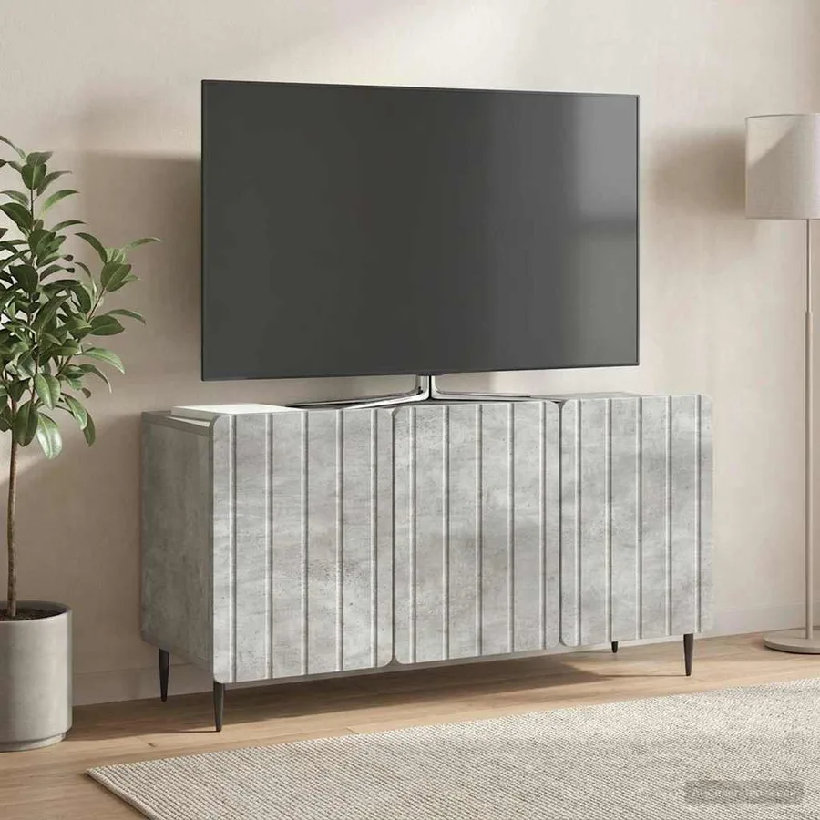 Meuble TV Gris béton 99 x 34,5 x 52 cm Bois d'ingénierie - 4