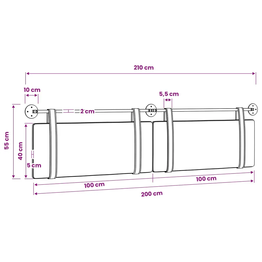 Tête de lit suspendue Crème Tissu - 11