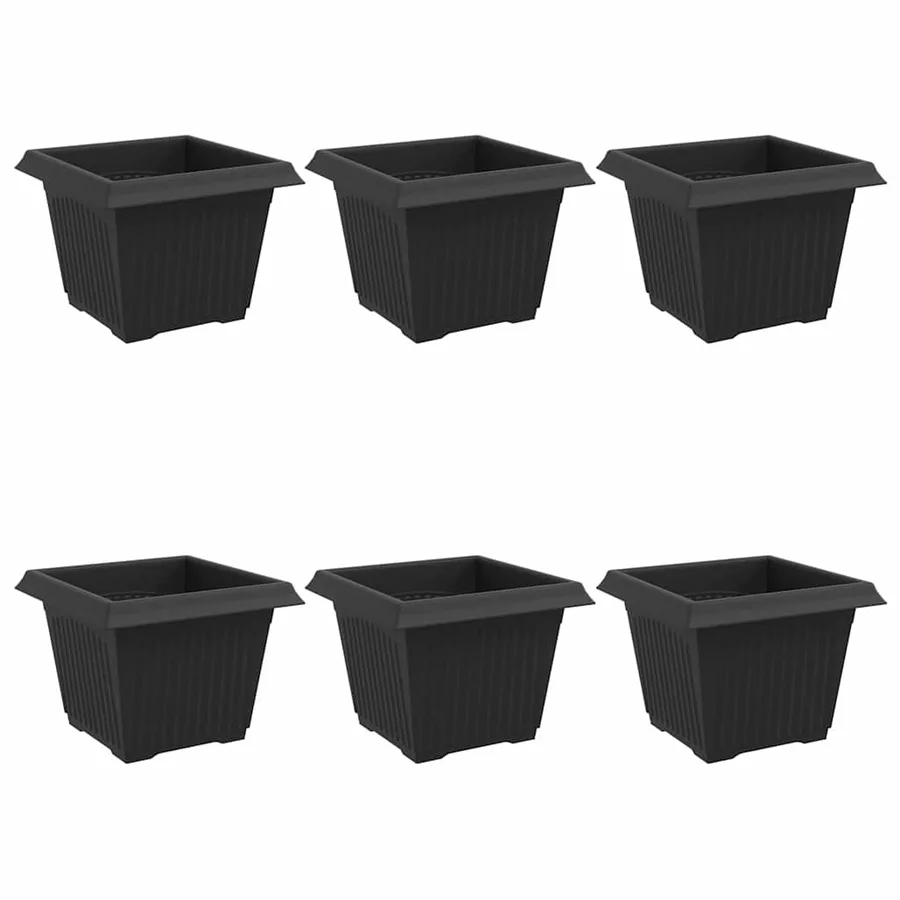 Pot de Fleurs Carré 6 pcs Noir 23 x 23 x 17,5 cm Plastique - 2