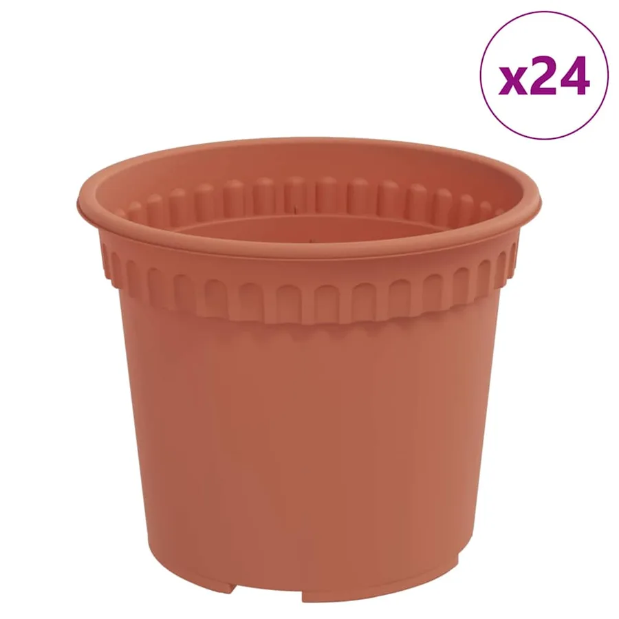 Pot à fleurs rond 24 pcs Rouge brique Ø 12,5 x 10 cm Plastique - 2