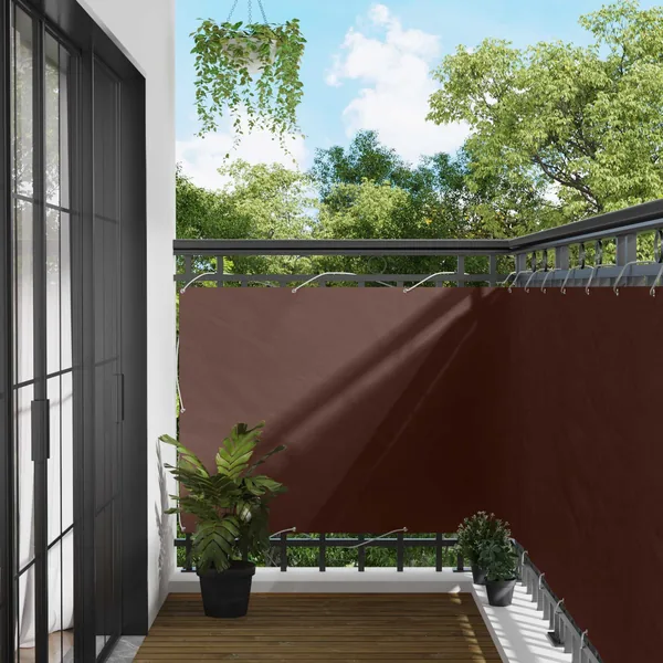 Écran de balcon Marron 110 x 600 cm Tissu Oxford