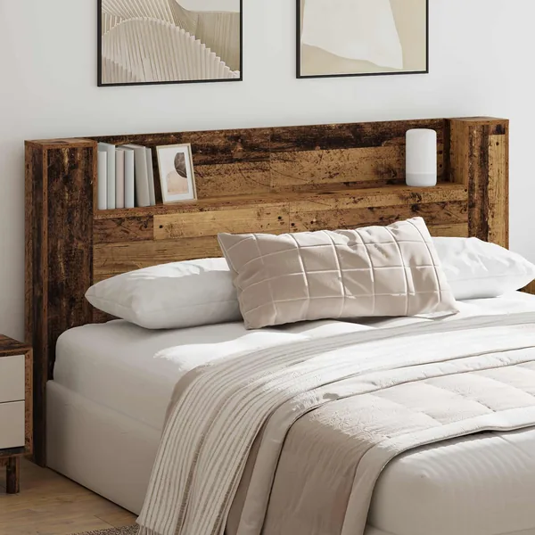 Cabinet de Tête de Lit avec LED Bois ancien Bois d'ingénierie
