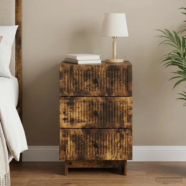 Cabinet de chevet avec tiroir Chêne fumé 43 x 41 x 66,5 cm