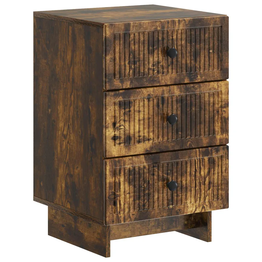 Cabinet de chevet avec tiroir Chêne fumé 43 x 41 x 66,5 cm - 2