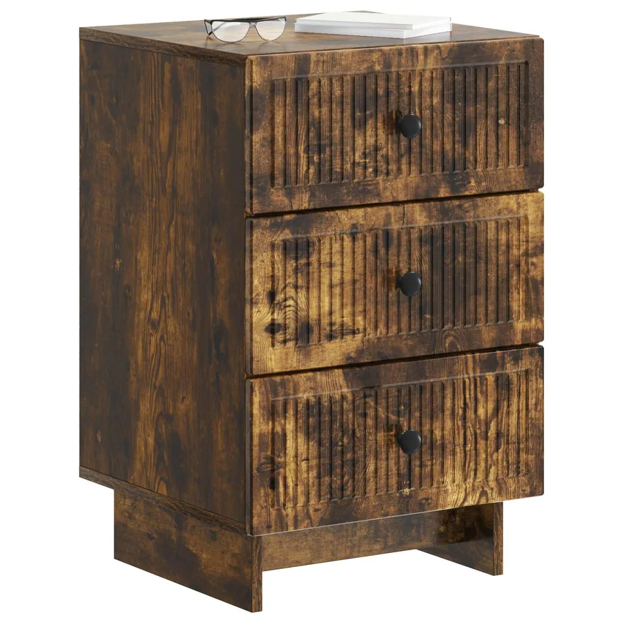 Cabinet de chevet avec tiroir Chêne fumé 43 x 41 x 66,5 cm - 3