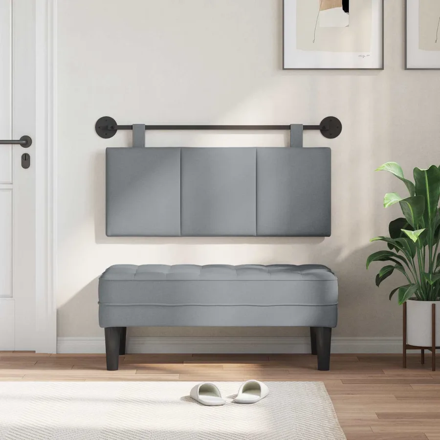 Tête de lit suspendue Gris clair Tissu - 3