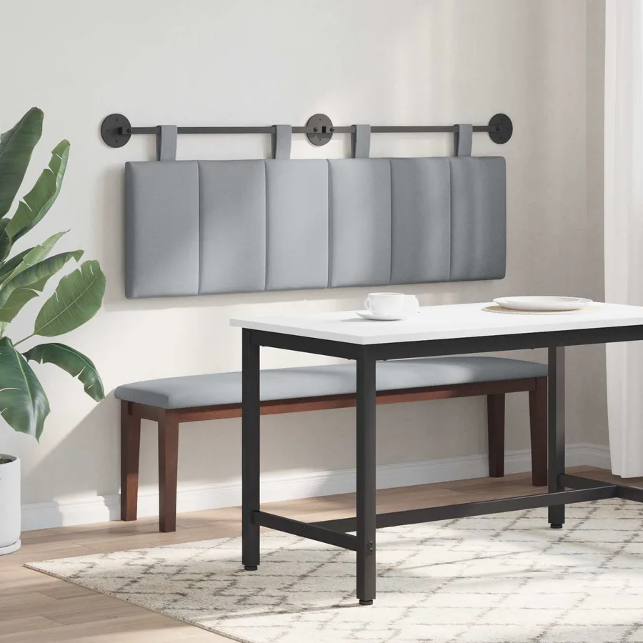 Tête de lit suspendue Gris clair Tissu - 4