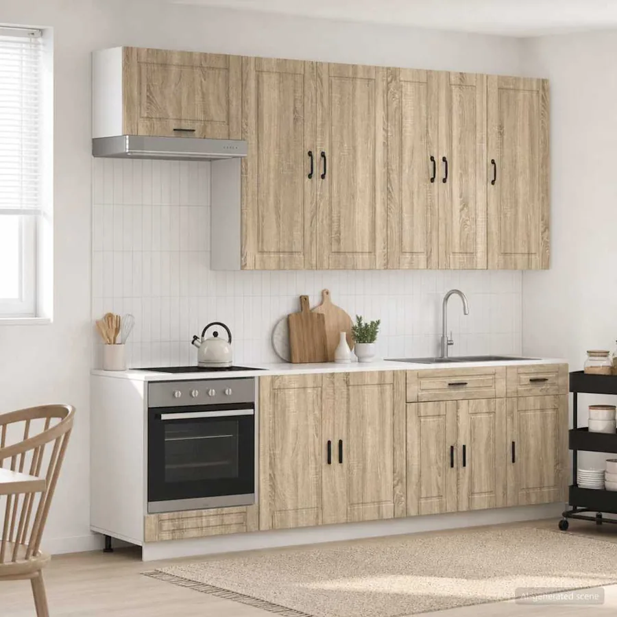 Unité de cuisine PORTO 8 pcs Chêne Sonoma Bois d'ingénierie