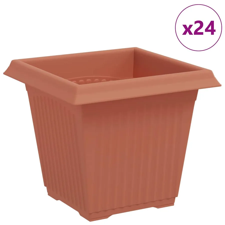 Pot de Fleurs Carré 24 pcs Rouge brique 16 x 16 x 14 cm - 2