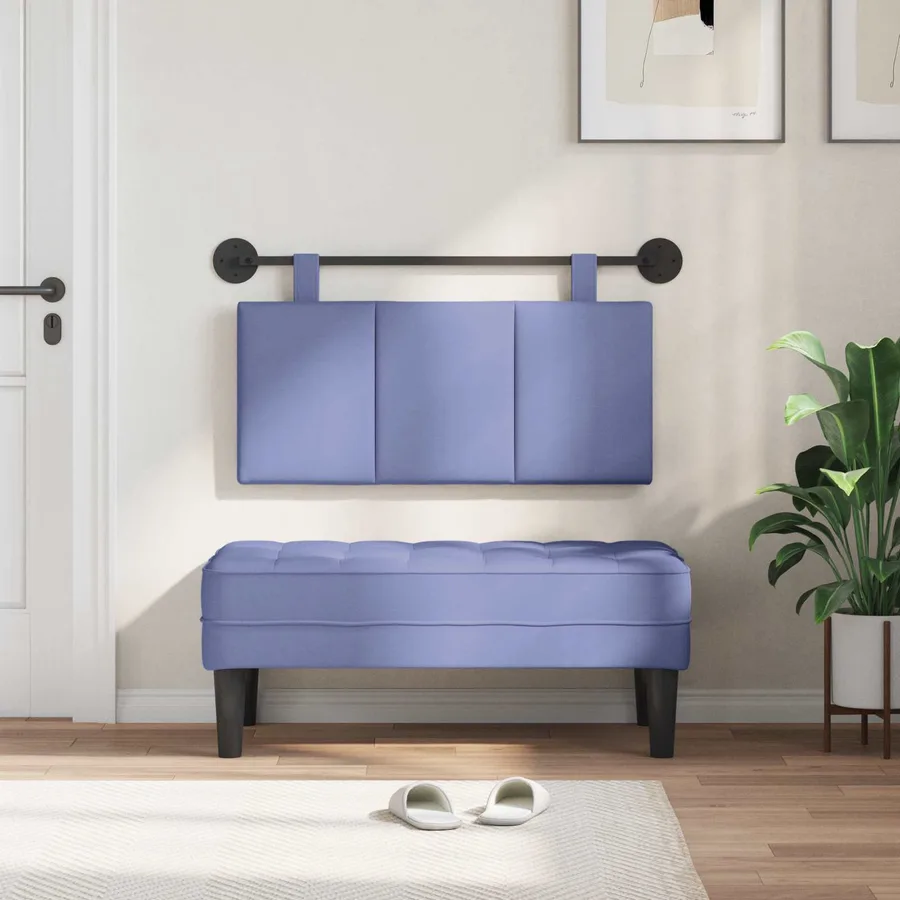 Tête de lit suspendue Bleu denim Tissu - 3