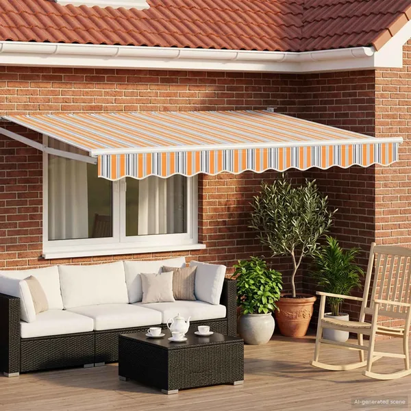 Auvent rétractable électrique Gris, Orange, Blanc 3 x 2,5 m
