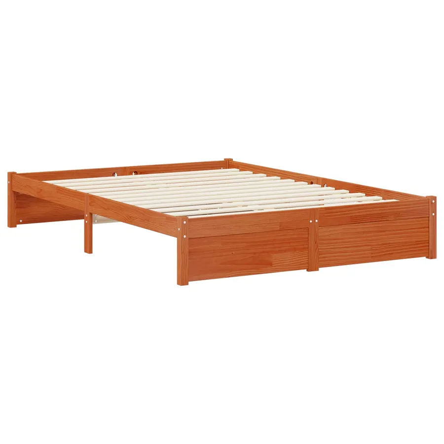 Cadre de lit avec tête de lit Cire marron Bois de Pin Massif - 3