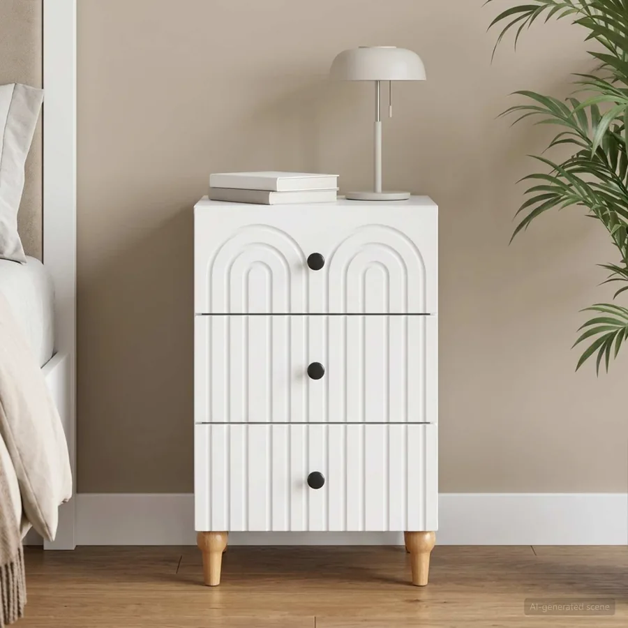 Cabinet de chevet Blanc 43 x 41 x 66,5 cm Bois d'ingénierie