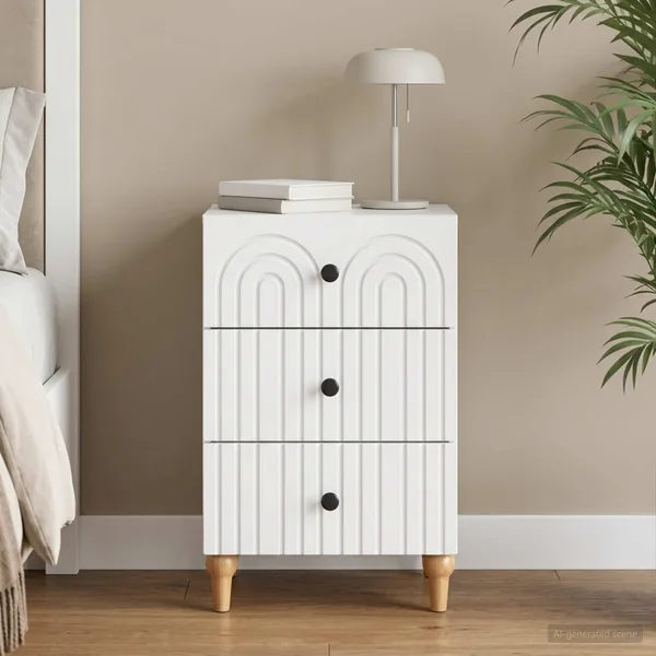 Cabinet de chevet Blanc 43 x 41 x 66,5 cm Bois d'ingénierie