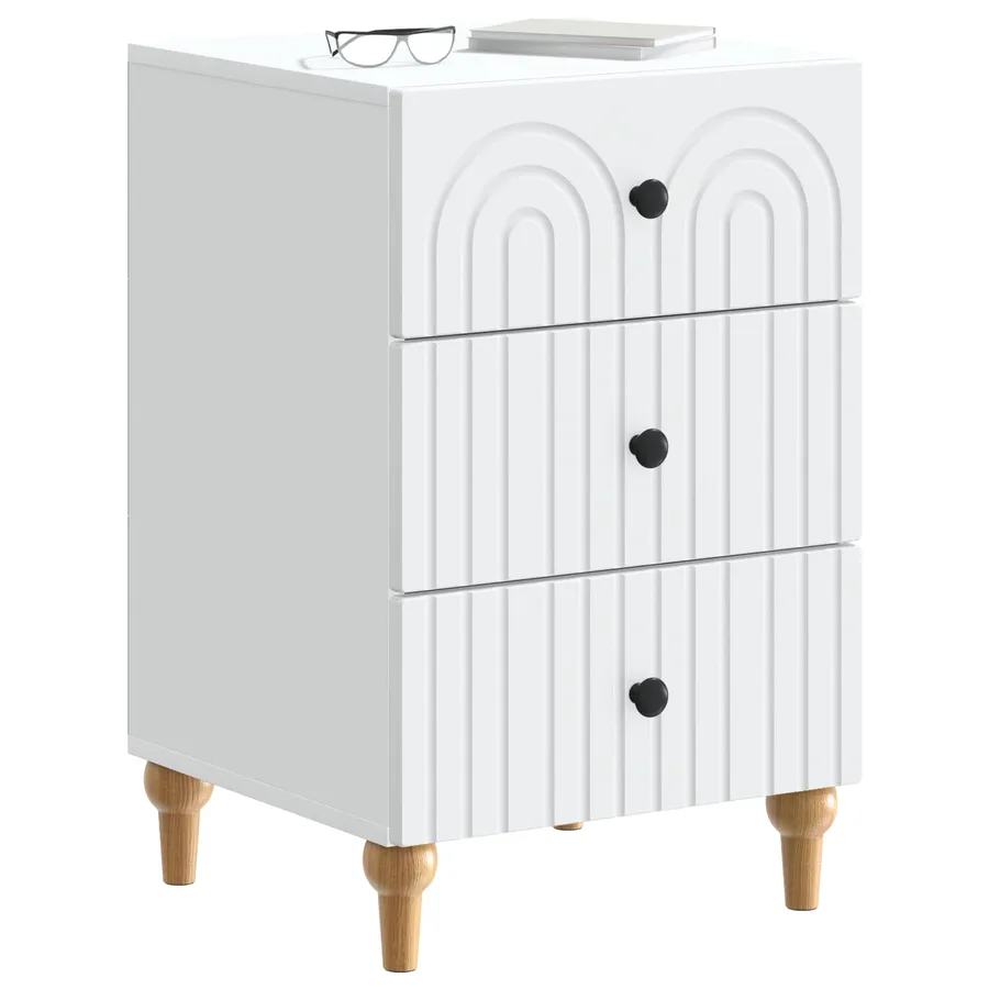 Cabinet de chevet Blanc 43 x 41 x 66,5 cm Bois d'ingénierie - 3