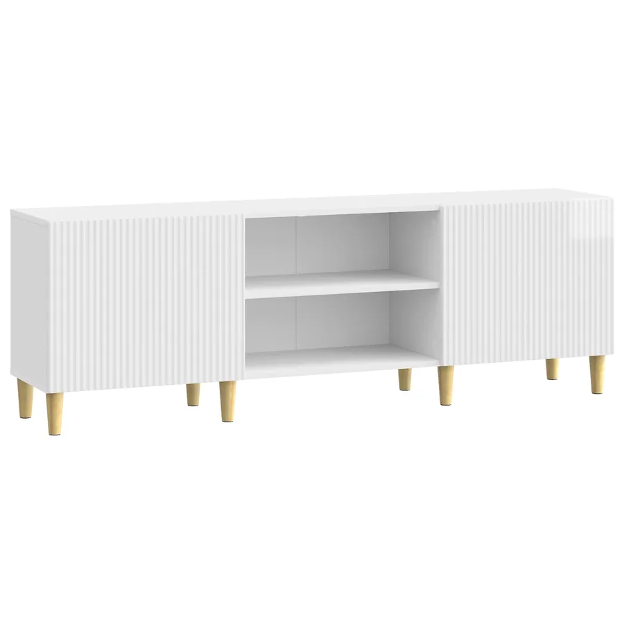 Meuble TV Blanc brillant 150 x 31 x 50 cm Bois d'ingénierie - 2