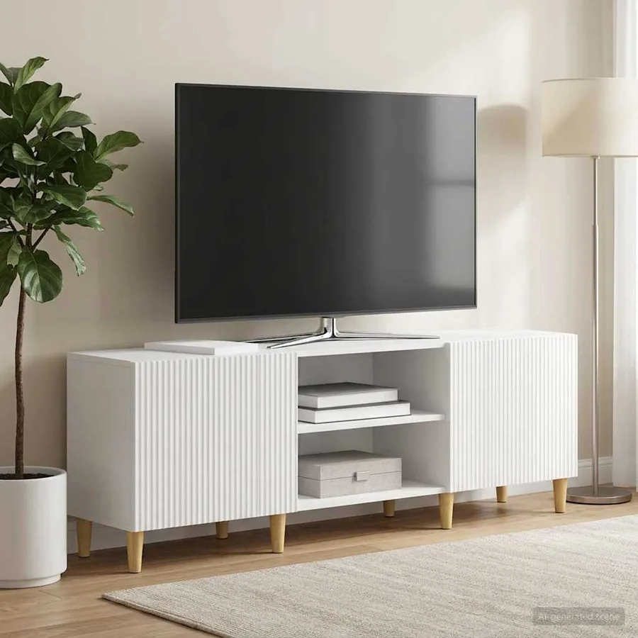Meuble TV Blanc brillant 150 x 31 x 50 cm Bois d'ingénierie - 4