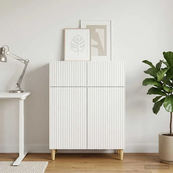 Buffet Blanc 66 x 34,5 x 90 cm Bois d'ingénierie
