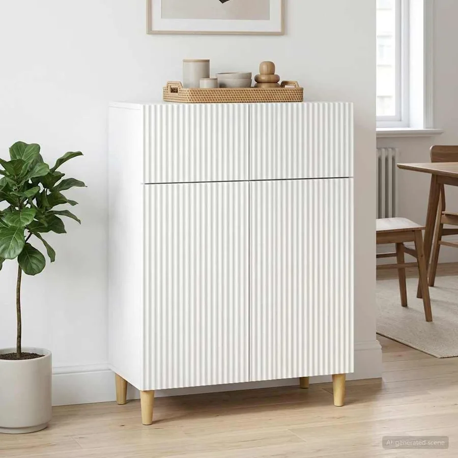 Buffet Blanc 66 x 34,5 x 90 cm Bois d'ingénierie - 4